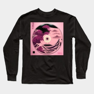 Pink and Black Anime Landscape Vinyl LP Long Sleeve T-Shirt